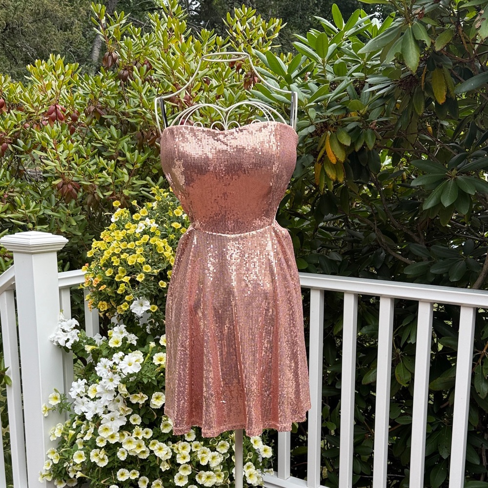 Forever 21 Strapless Pink Sequin Dress